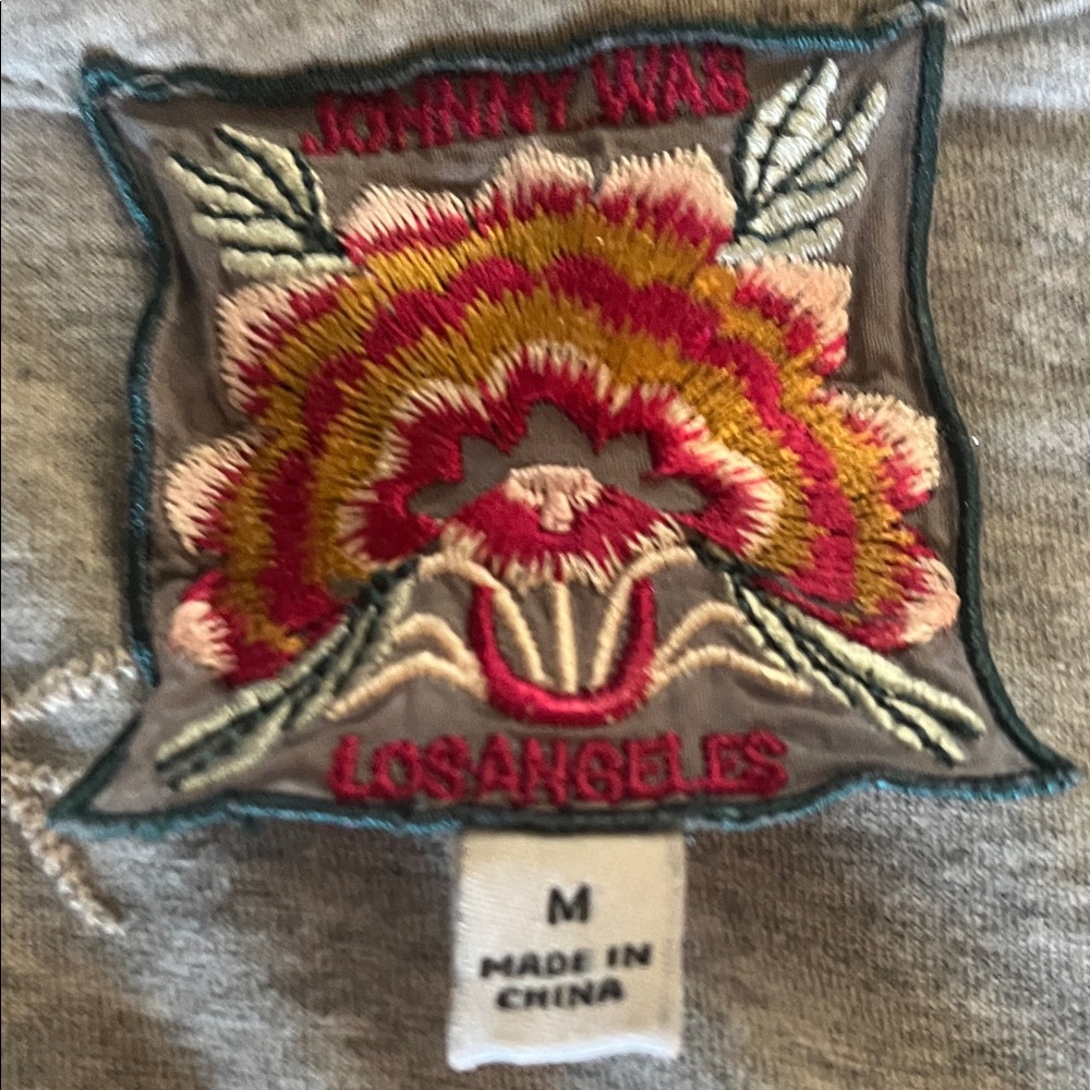 Johnny Was Gray Floral Embroidered Long Sleeve Top - Picture 2 of 9